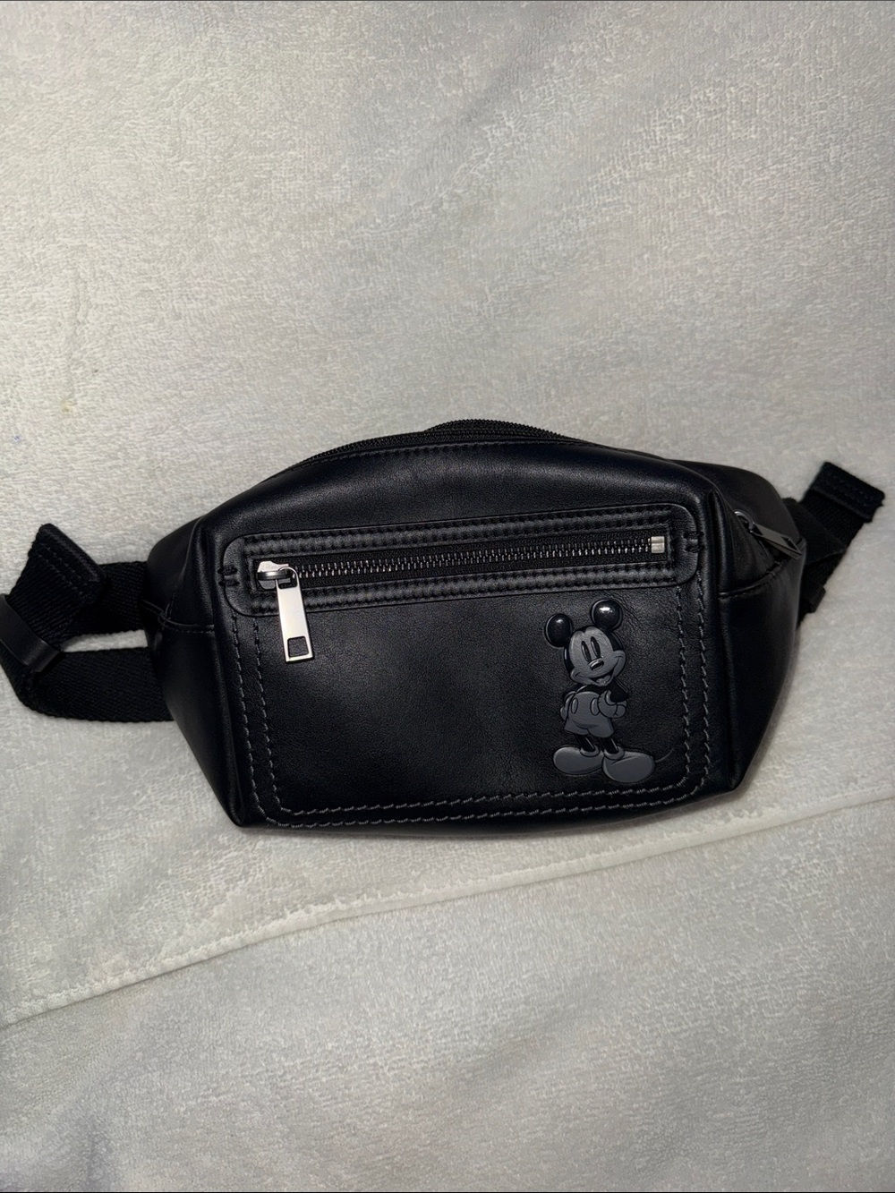 Fossil Black Leather Mickey Waist Bag